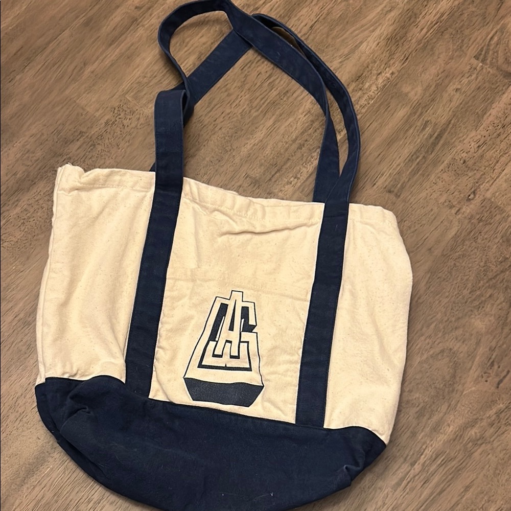 Beige and Navy Tote Bag